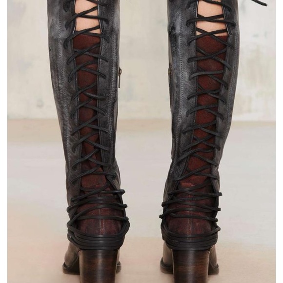 Freebird coal black leather lace up boots - Picture 2 of 8